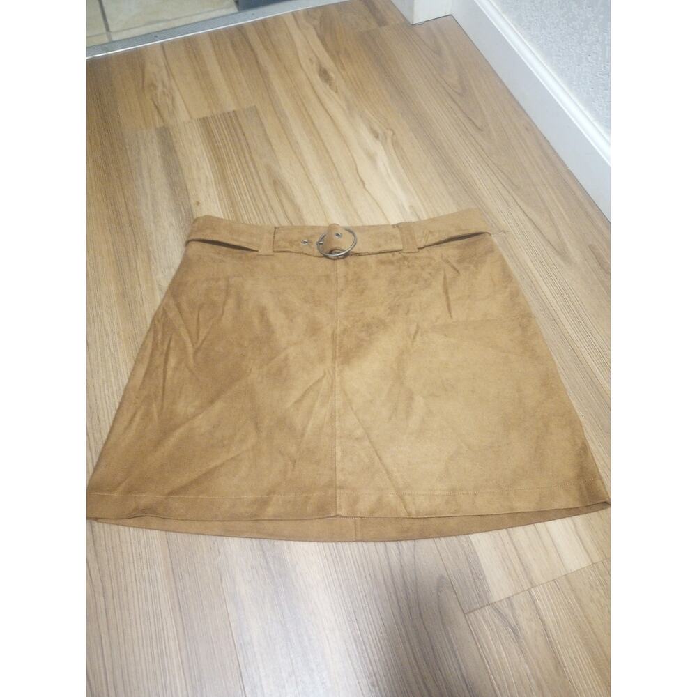 NWT So Good For Life Kohl's Teens Girls faux suede Tan Mini Skirt With Belt L